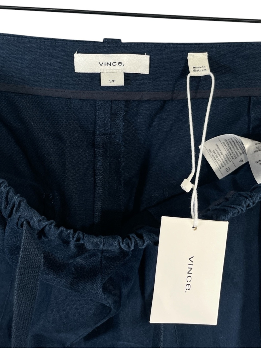 NWT Vince Tie Front Pull On Pants in Navy Size Small Hemp/Cotton Blend - Picture 6 of 10